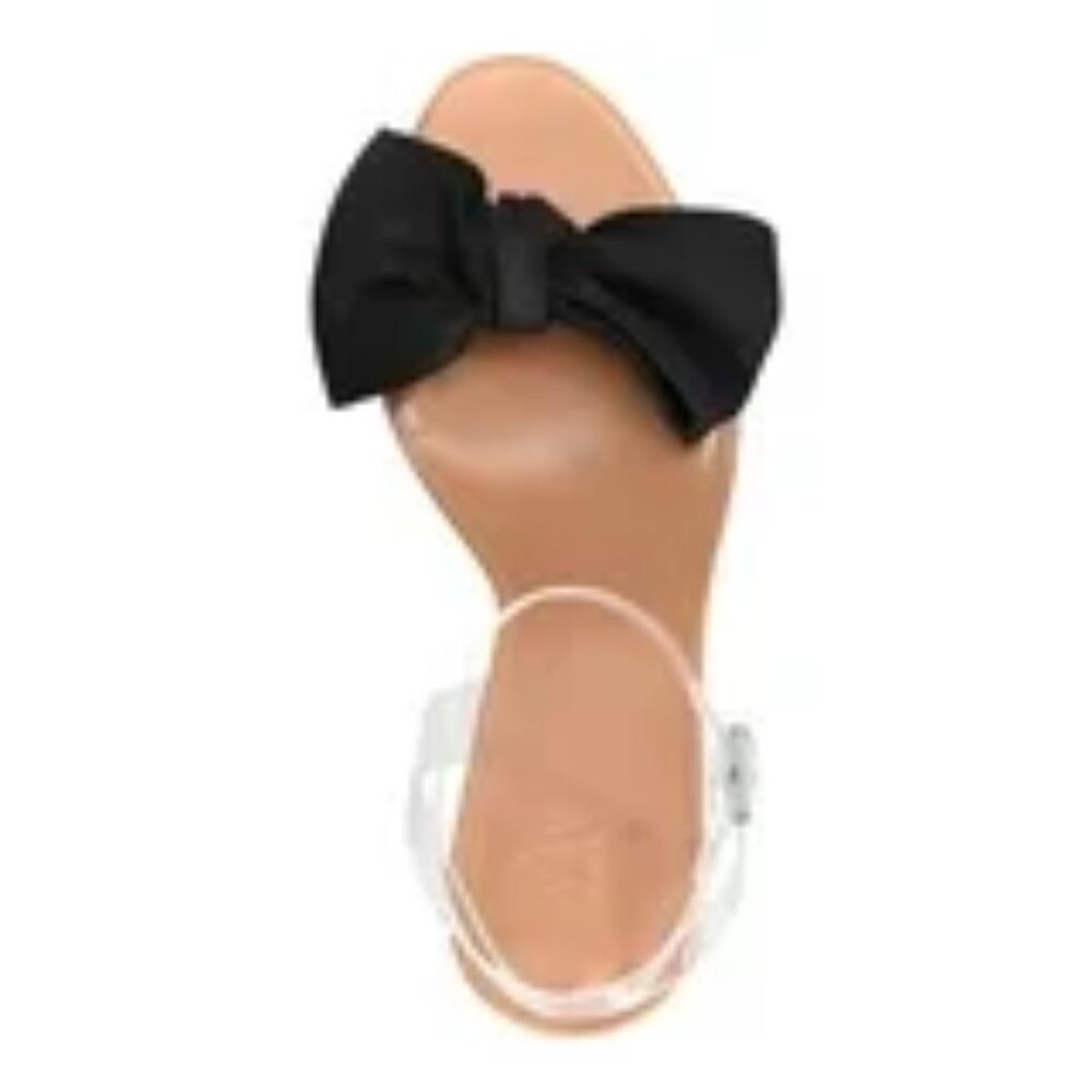 AAJ by AMINAH Womens Black Mixed Media Padded Bow Accent Yahira Almond Sandal - Picture 3 of 4